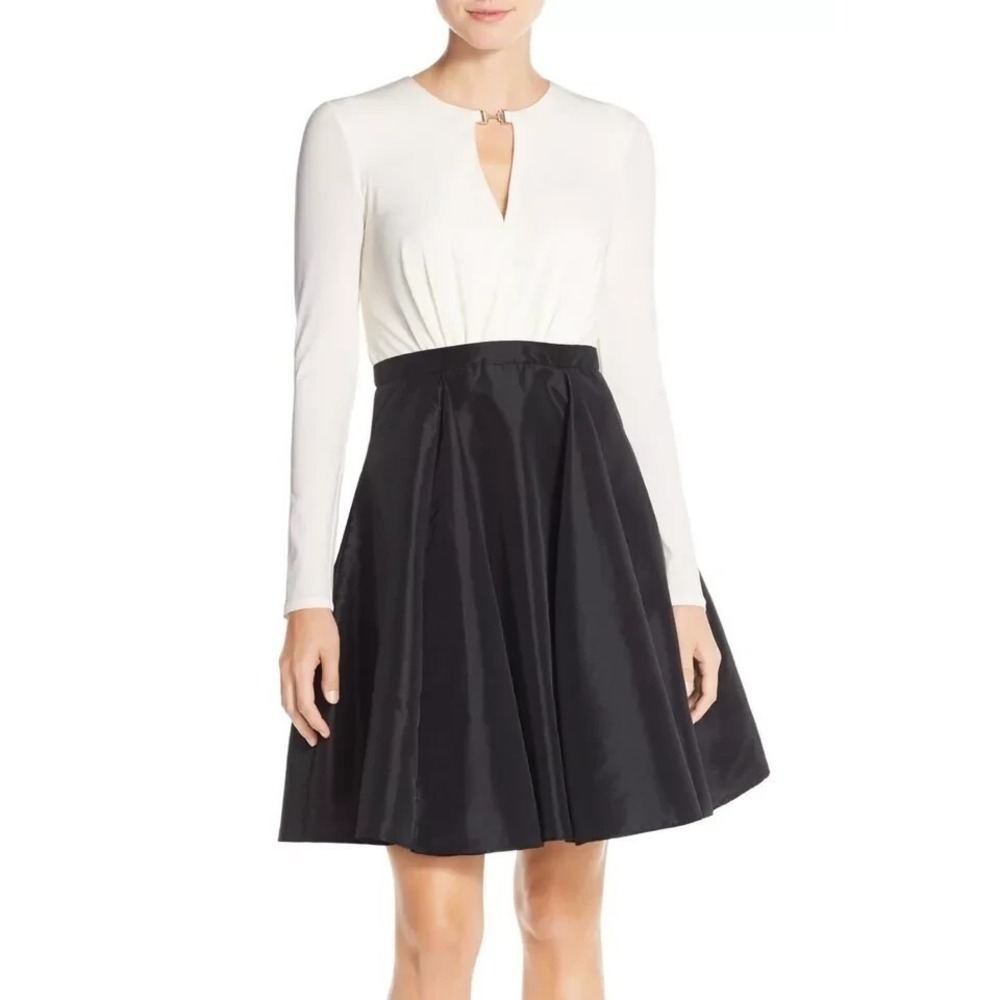 Halston Heritage Women's Black Eggshell Dress Taffeta Skirt Size‎ 4 *Flaw